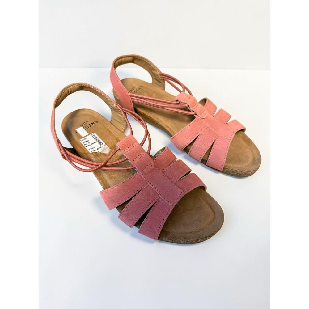 Earth Origins Leather Suede Sling-Back Sandals Laney Coral Pink Women's 10 NWOB - Picture 1 of 6